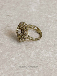 Small Antique Gold & Diamante Ring