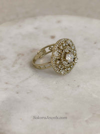 Small Antique Gold & Diamante Ring