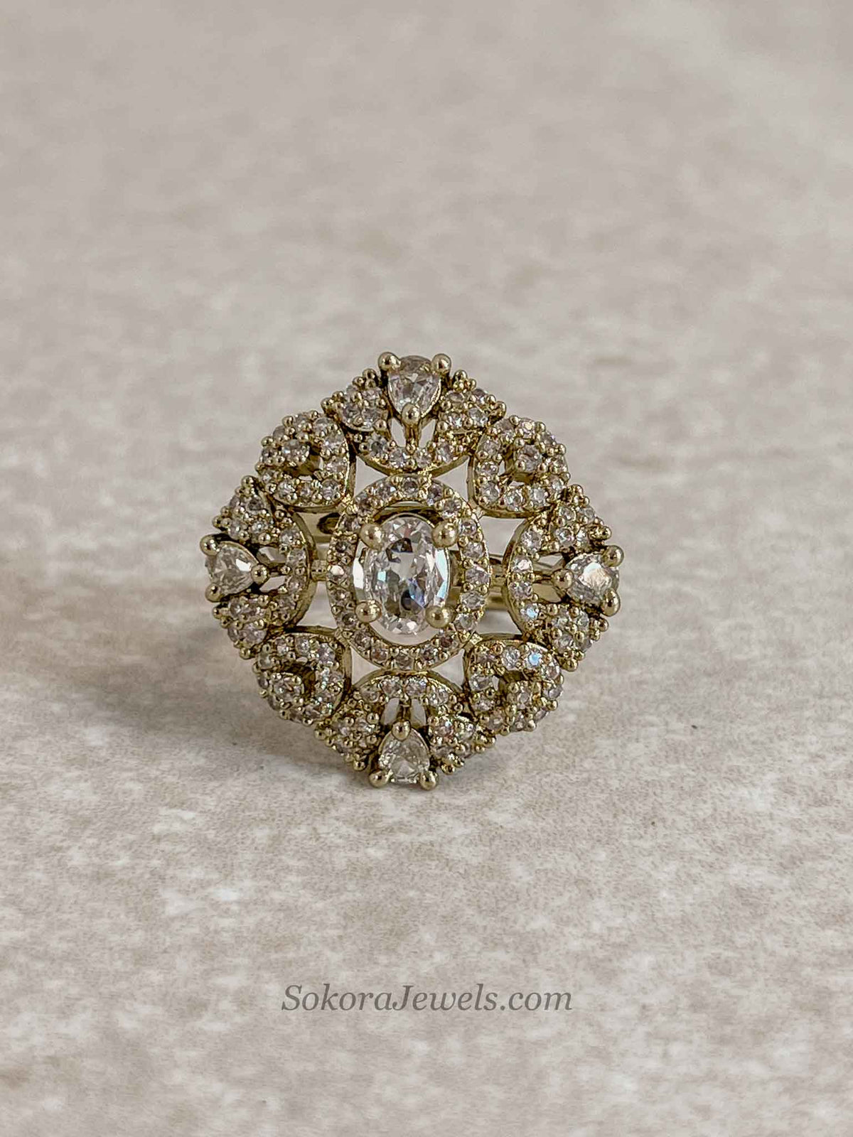 Antique Gold & Diamante Ring