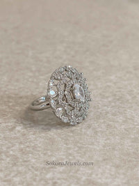Medium Silver & Diamante Ring