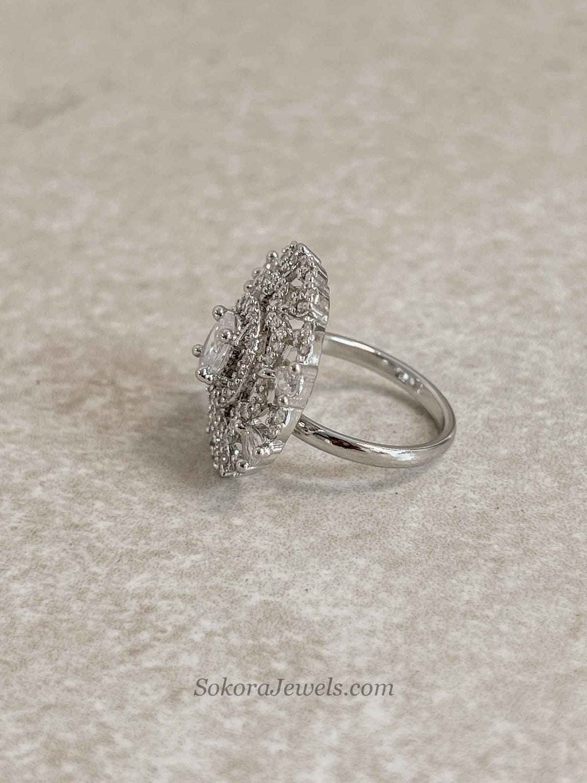 Medium Silver & Diamante Ring