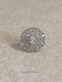 Medium Silver & Diamante Ring