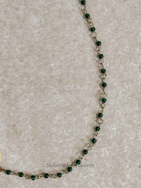 Medium Green Beaded Bridal Nose Ring (Nath) with Chain