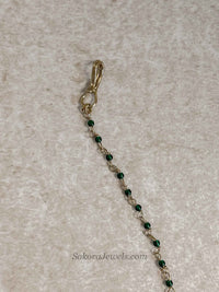 Medium Green Beaded Bridal Nose Ring (Nath) with Chain