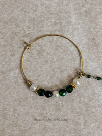 Medium Green Beaded Bridal Nose Ring (Nath) with Chain