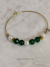 Medium Green Beaded Bridal Nose Ring (Nath) with Chain