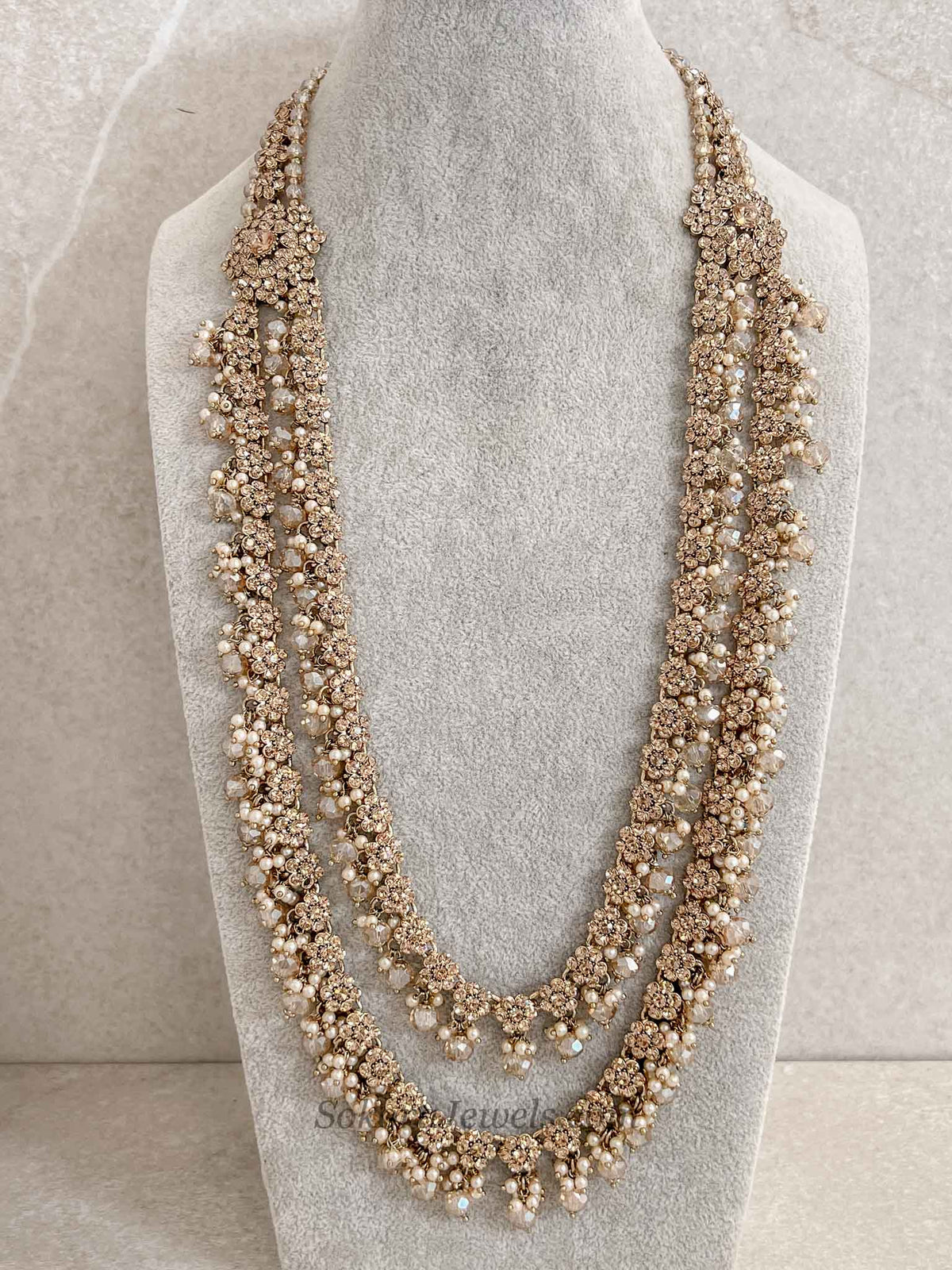 Long Mala 2 Strand Necklace - Golden