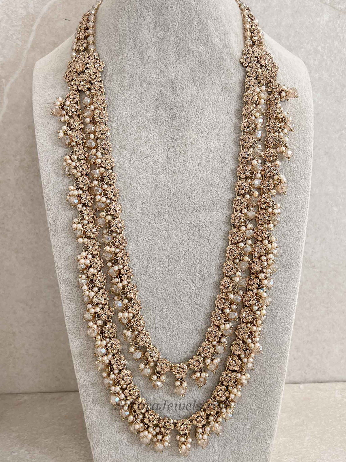Long Mala 2 Strand Necklace - Golden