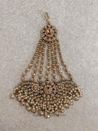 Gold Jhumar with Champagne beads