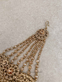 Gold Jhumar with Champagne beads