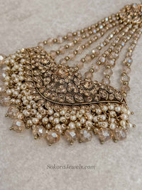 Gold Jhumar with Champagne beads