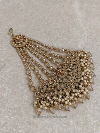 Gold Jhumar with Champagne beads