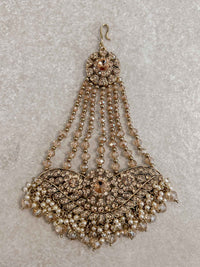 Gold Jhumar with Champagne beads