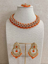 Orange Bead Necklace Set for Mendhi or Haldi Party