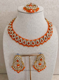 Orange Bead Necklace Set for Mendhi or Haldi Party