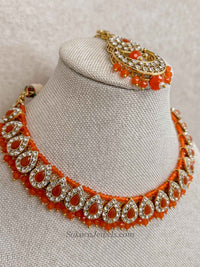 Orange Bead Necklace Set for Mendhi or Haldi Party