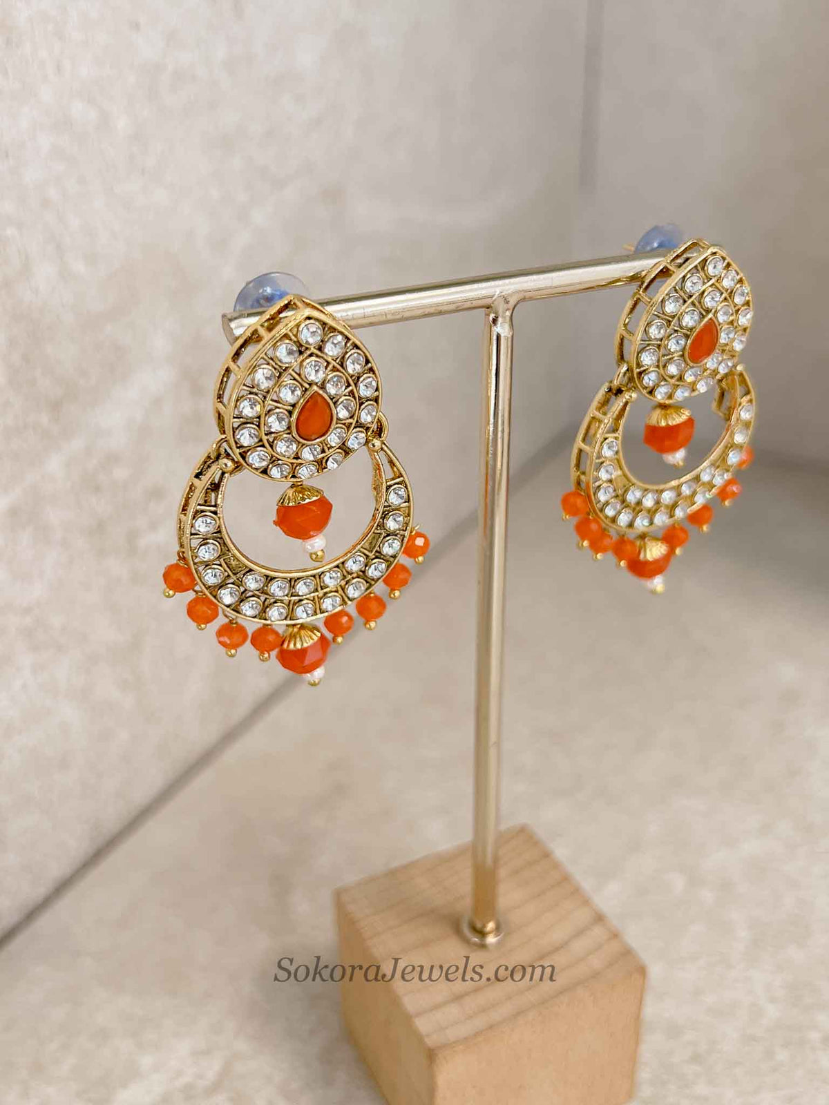 Orange Bead Necklace Set for Mendhi or Haldi Party