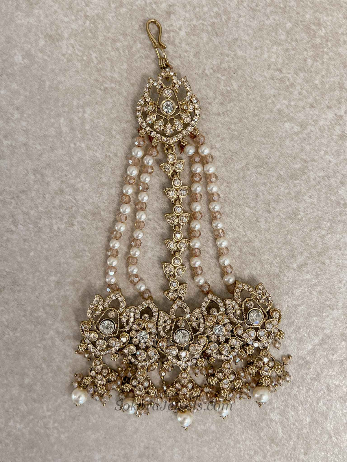 Antique Gold Pearl Bridal Jhumar