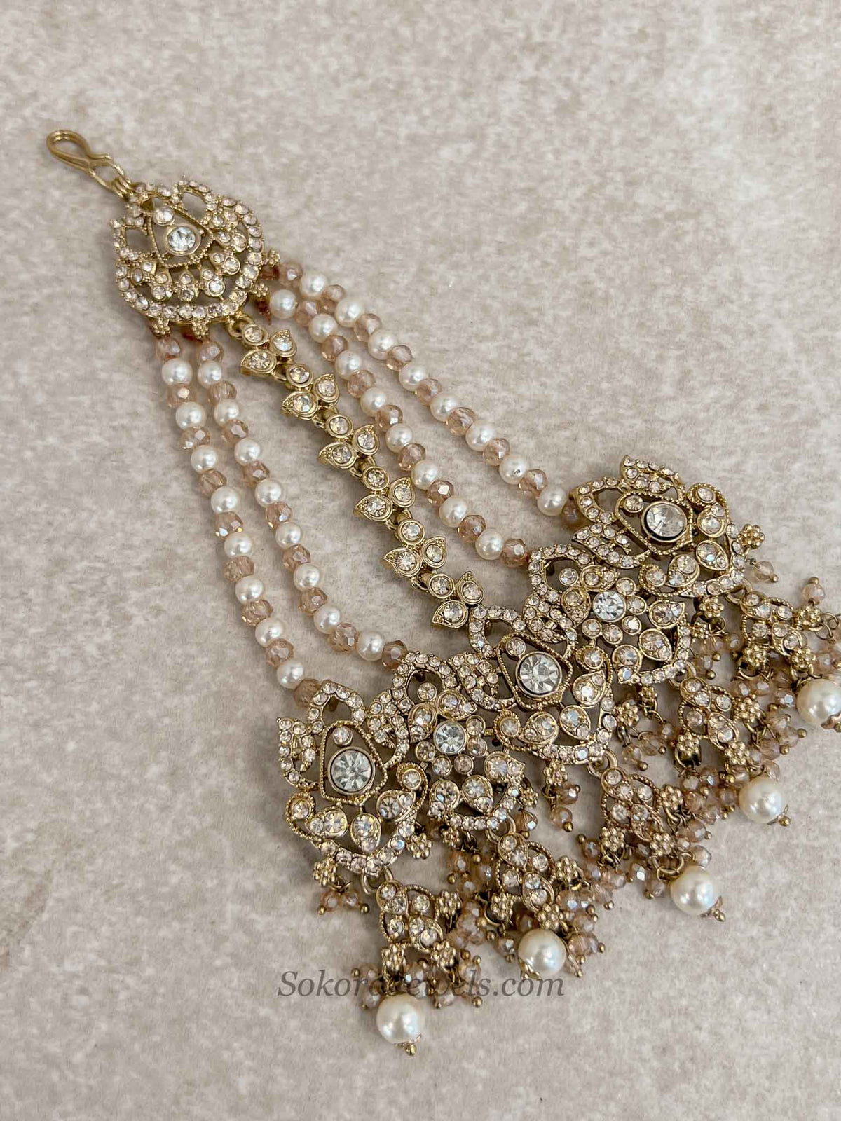 Antique Gold Pearl Bridal Jhumar