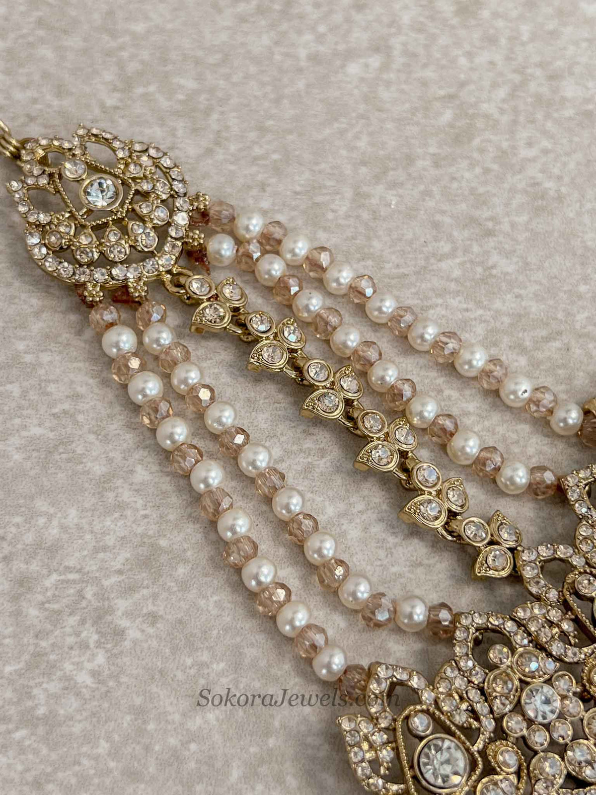 Antique Gold Pearl Bridal Jhumar