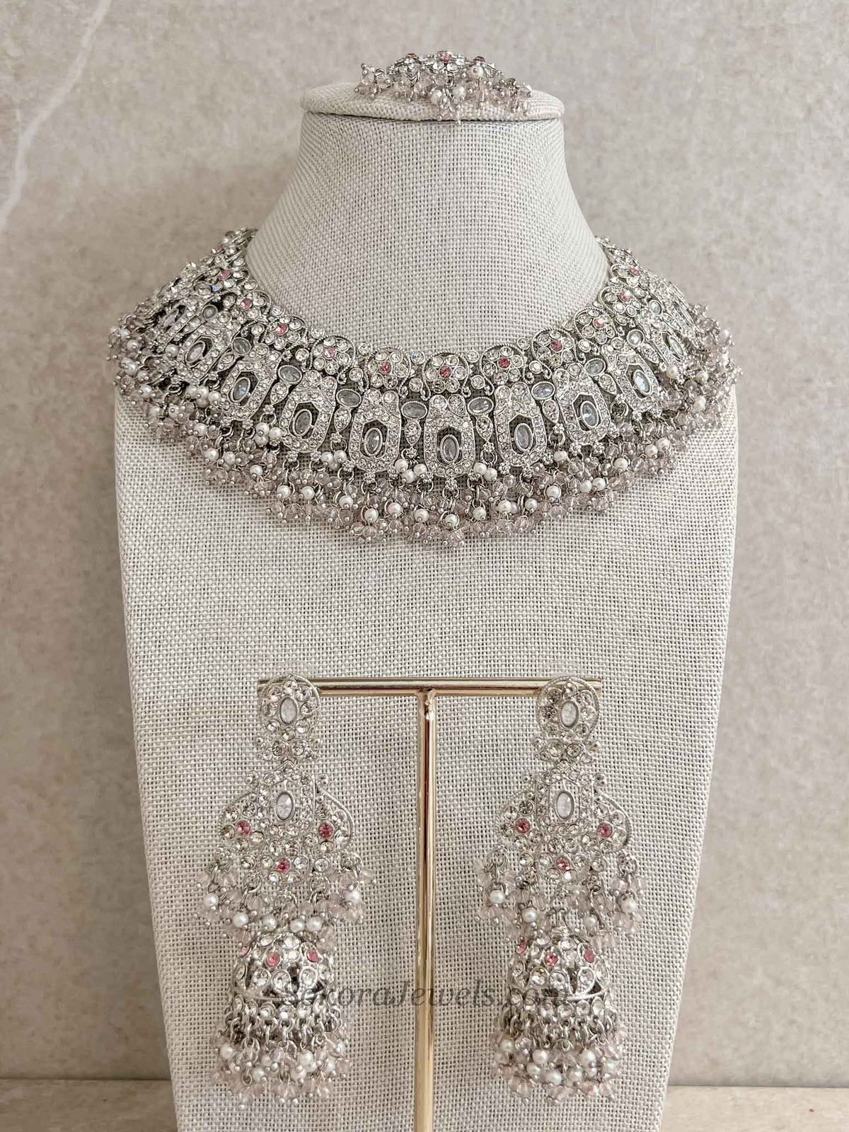 Sofia Silver and Pale Pink Necklace Set
