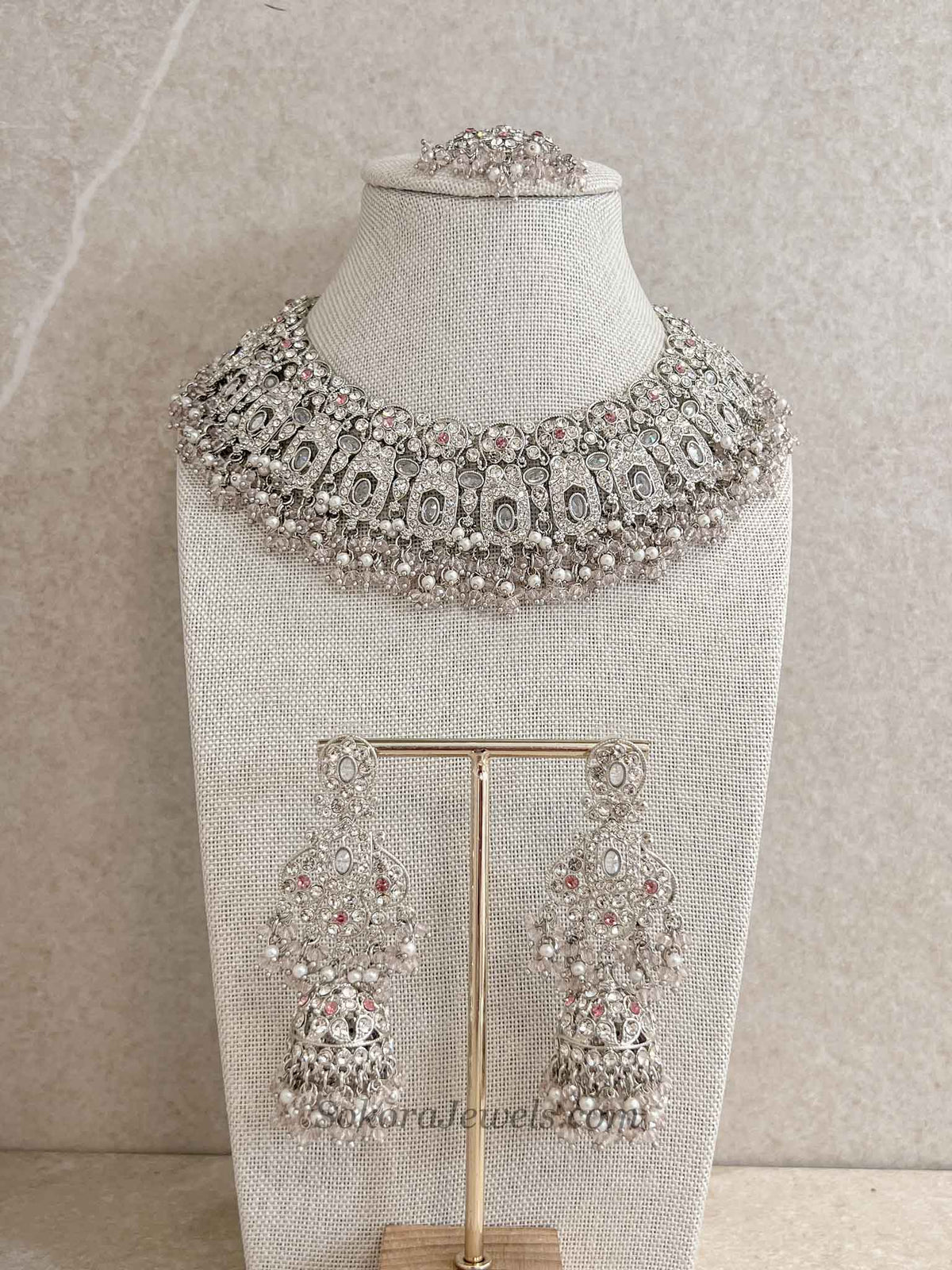 Sofia Silver and Pale Pink Necklace Set