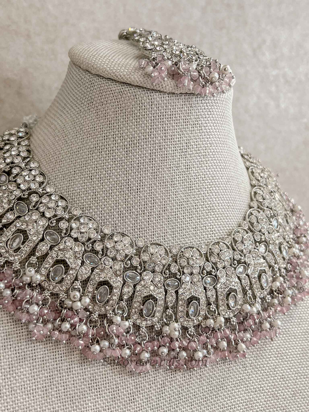 Sofia Silver and Pink Bead Necklace Set