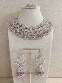 Sofia Silver and Pink Bead Necklace Set