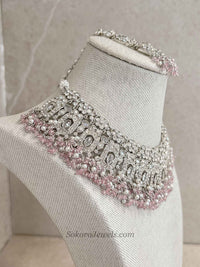 Sofia Silver and Pink Bead Necklace Set