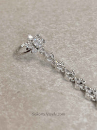 Silver American Diamond Hand Chain Bracelet