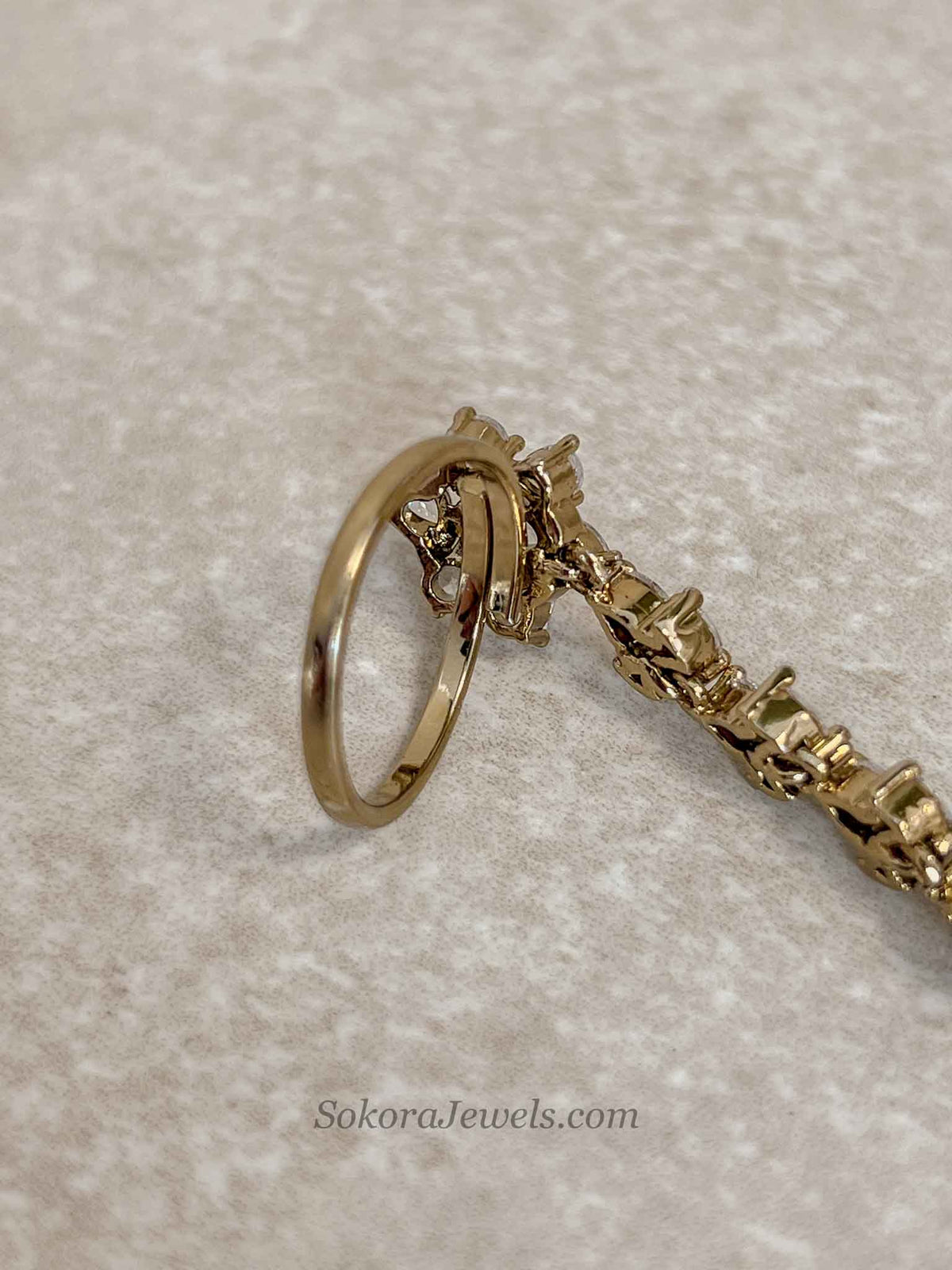 American Diamond Hand Chain Bracelet