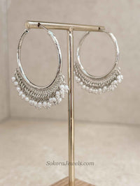 Silver Pearl Hoop Earrings