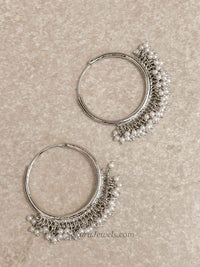 Silver Pearl Hoop Earrings