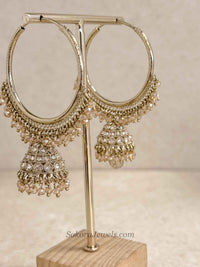 Champagne Bead Gold Hoop Earrings