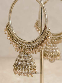 Champagne Bead Gold Hoop Earrings