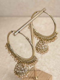 Champagne Bead Gold Hoop Earrings