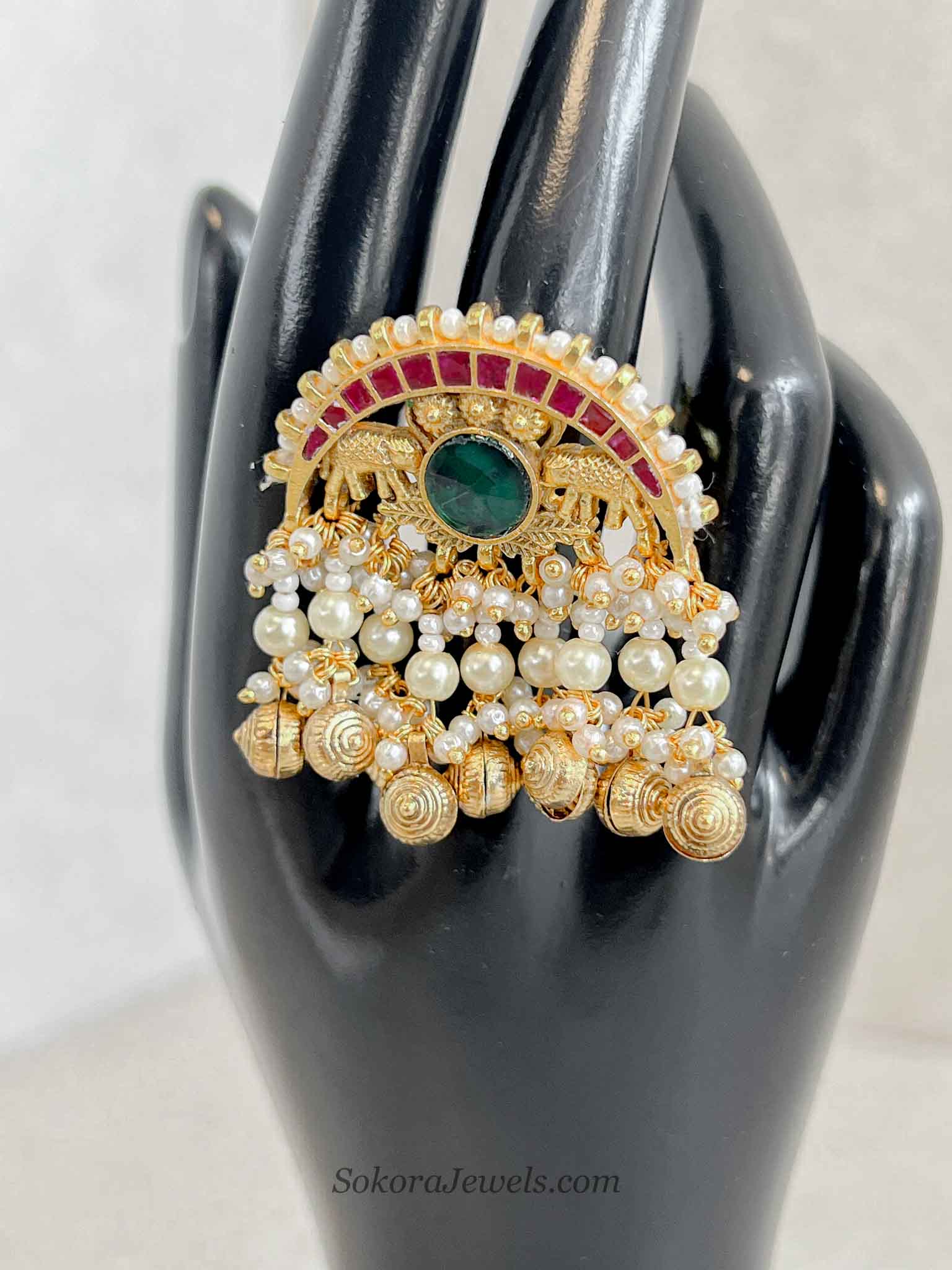 Ghungroo Bead Elephant Ring