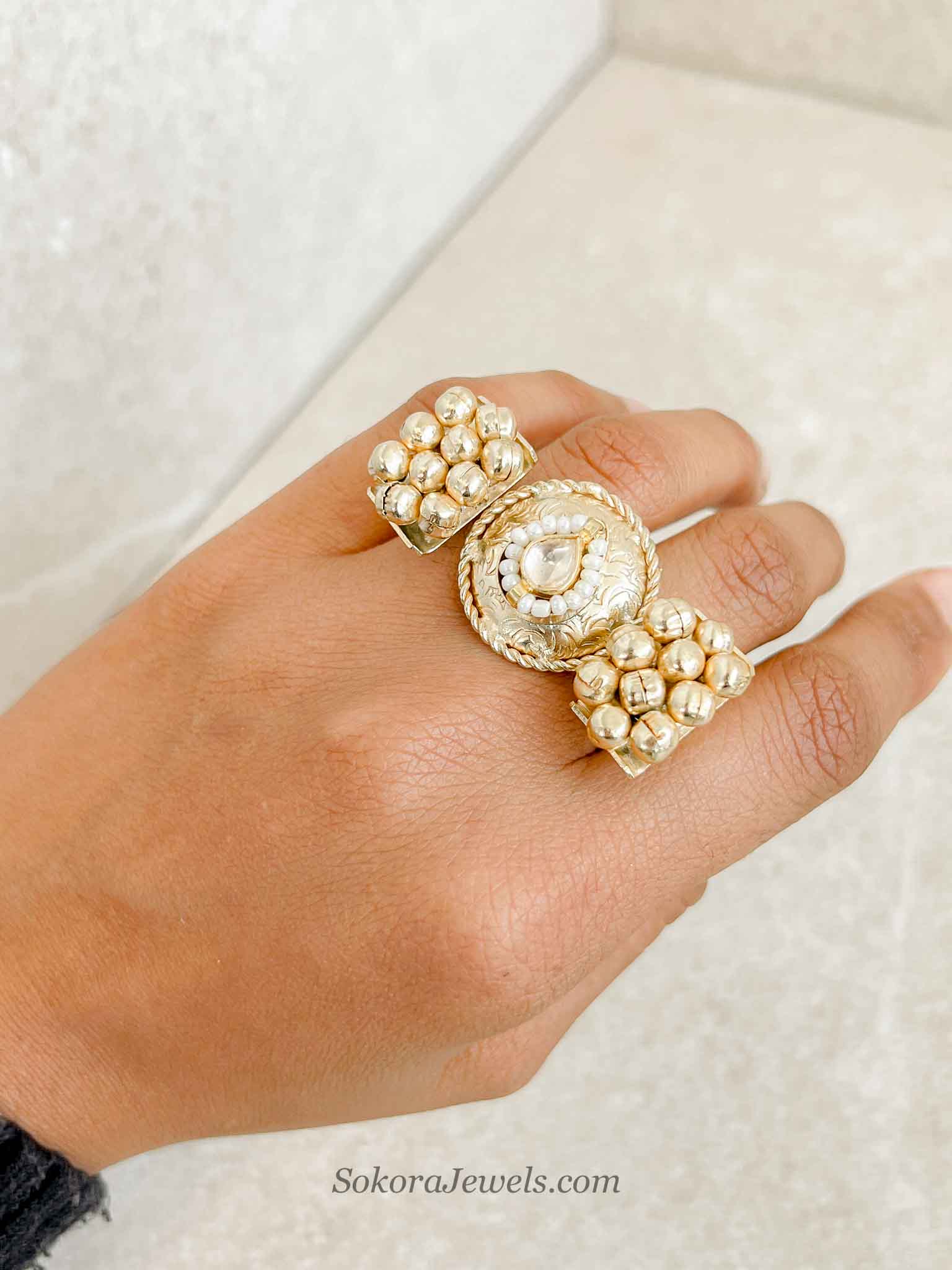 Gold Ball & Kundan Ring