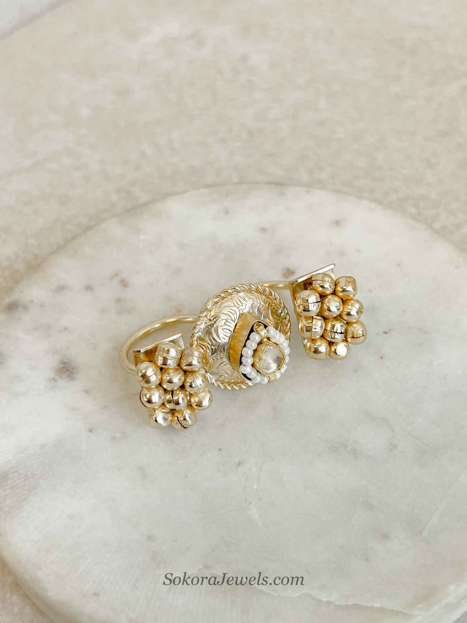 Gold Ball & Kundan Ring