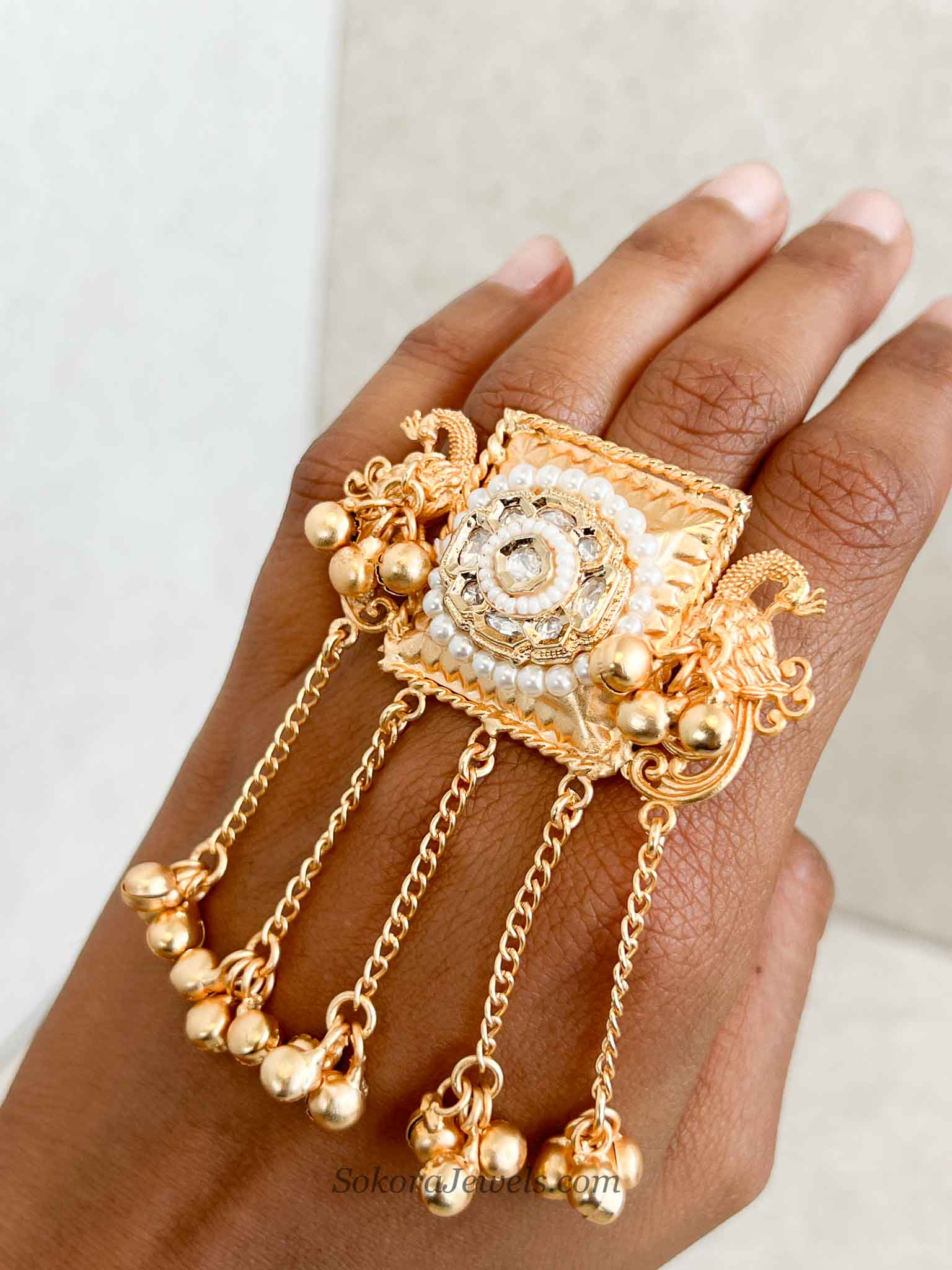 Ghungroo Bead & Kundan Large Ring