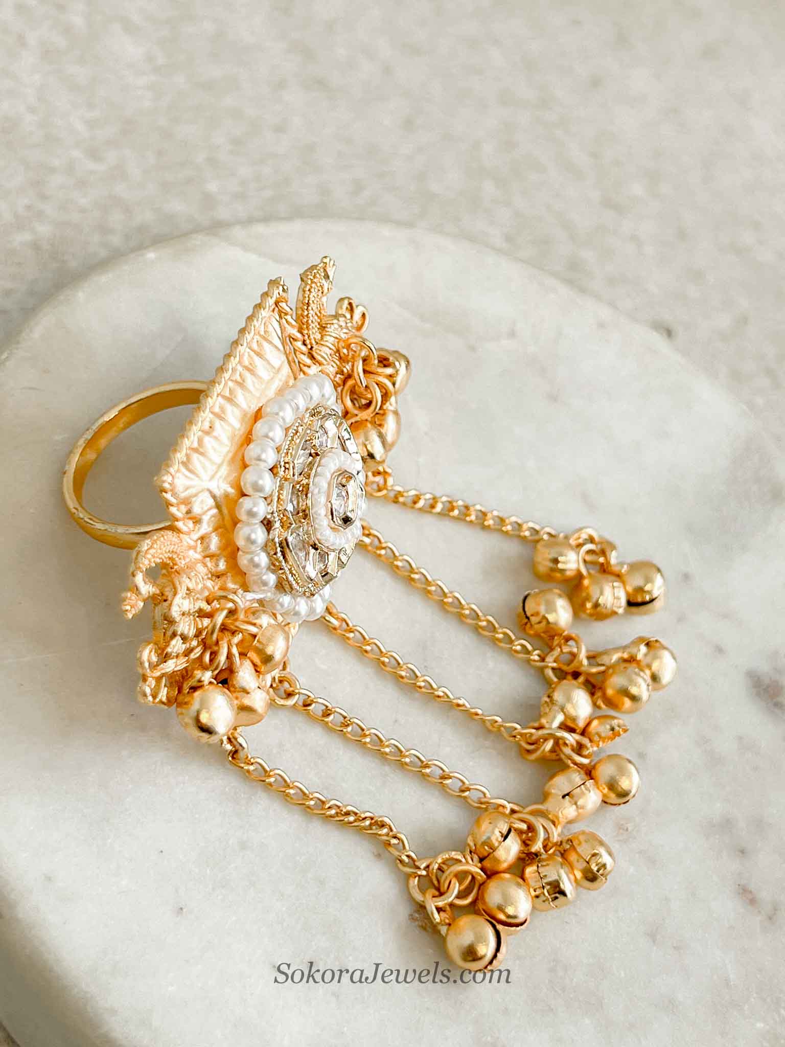 Ghungroo Bead & Kundan Large Ring