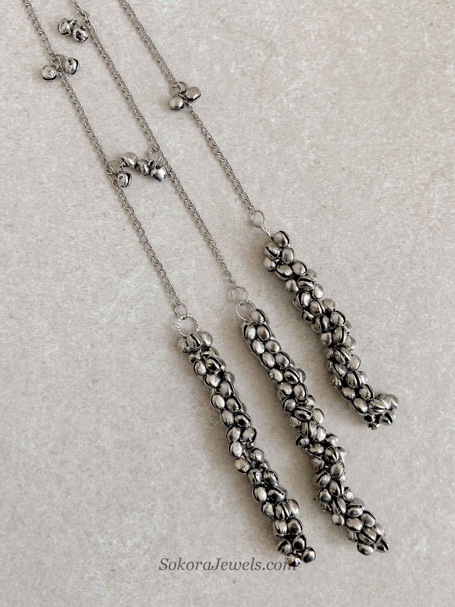Oxidised Silver Ghungroo Paranda Hair Accessory