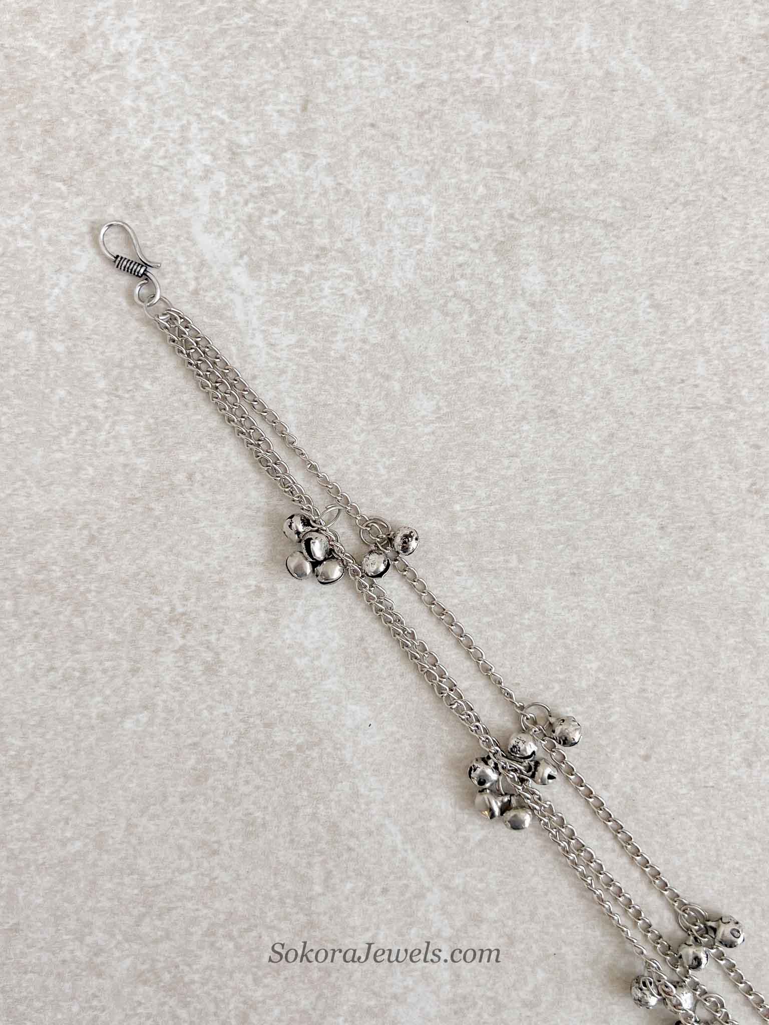 Oxidised Silver Ghungroo Paranda Hair Accessory