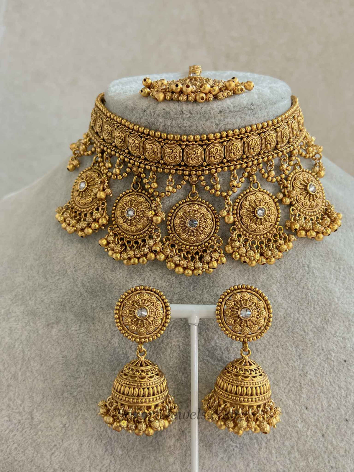 Gold Mandala Layered Choker Set
