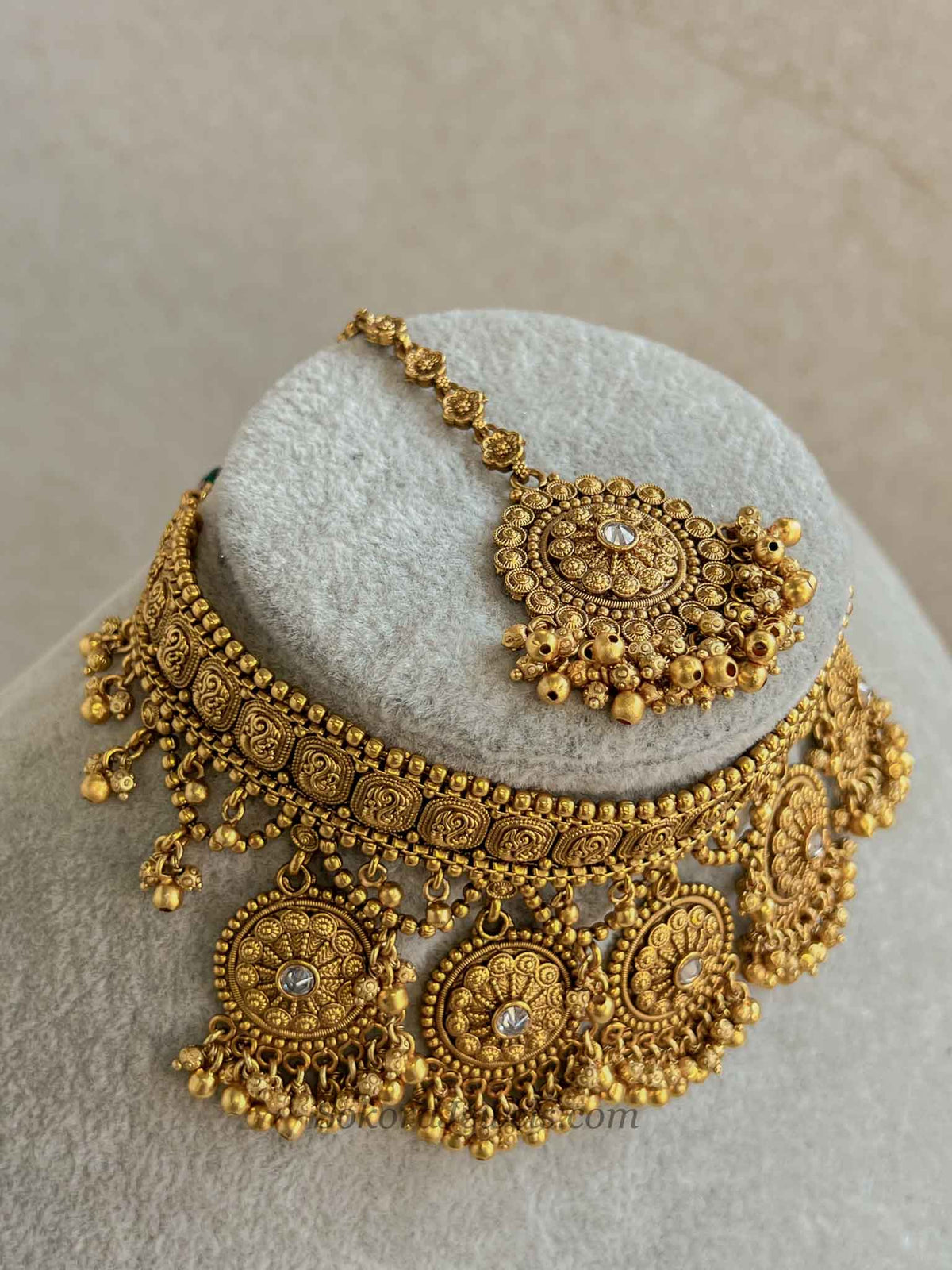 Gold Mandala Layered Choker Set