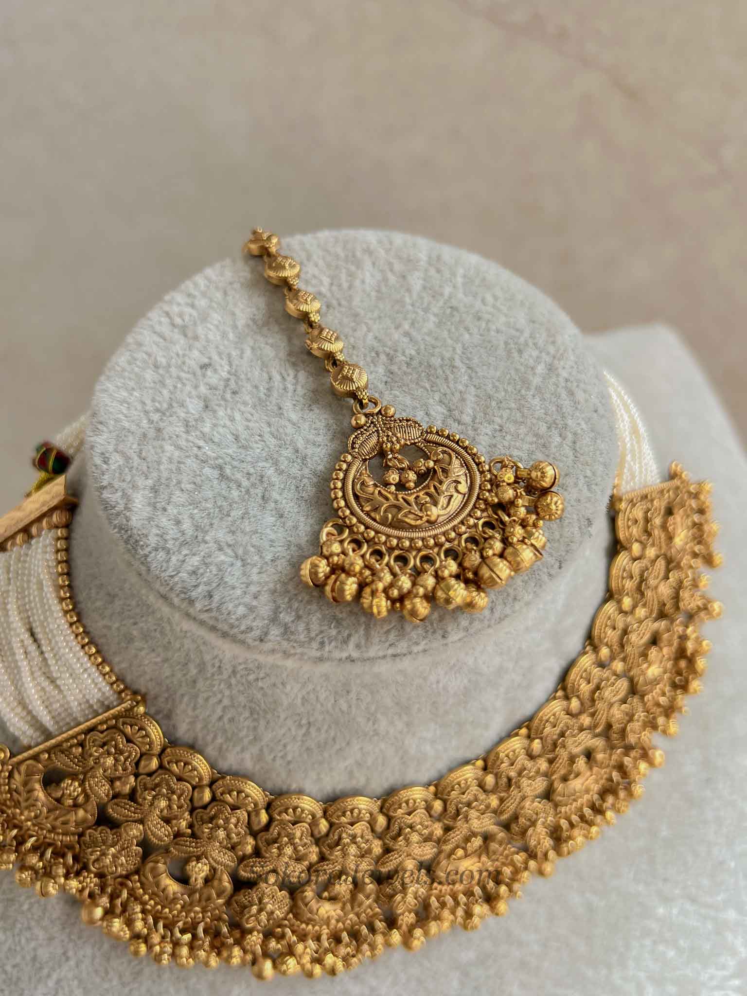 Matt Gold South Indian Bridal Necklace Set