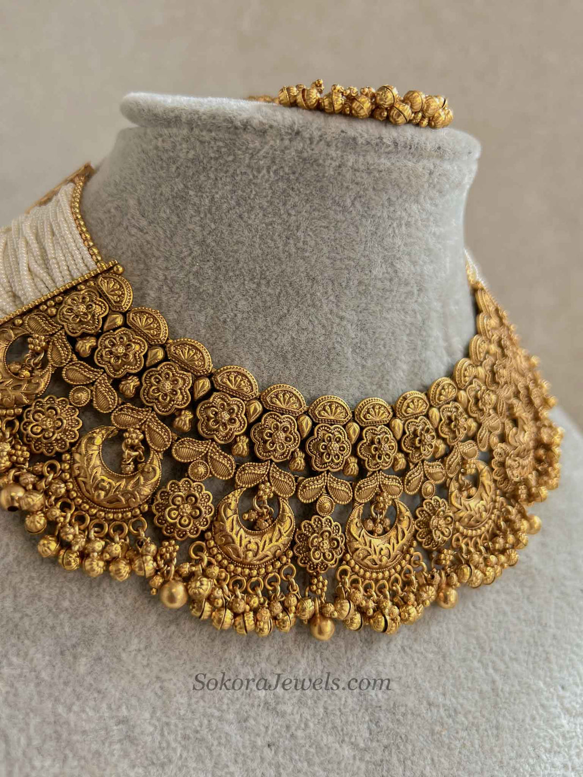 Matt Gold South Indian Bridal Necklace Set