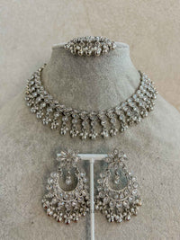 Silver Ghungroo Necklace Set - Silver