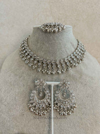 Silver Ghungroo Necklace Set - Silver