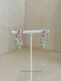 Pastel Drops Silver Necklace Set – Indian Wedding Guest Jewellery